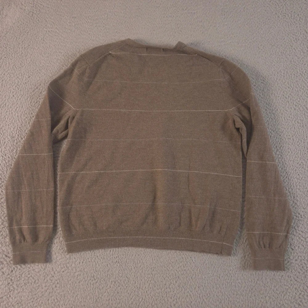 VINTAGE Banana Republic Sweater Mens Large Extra Fine Merino Striped V-Neck Y2K
